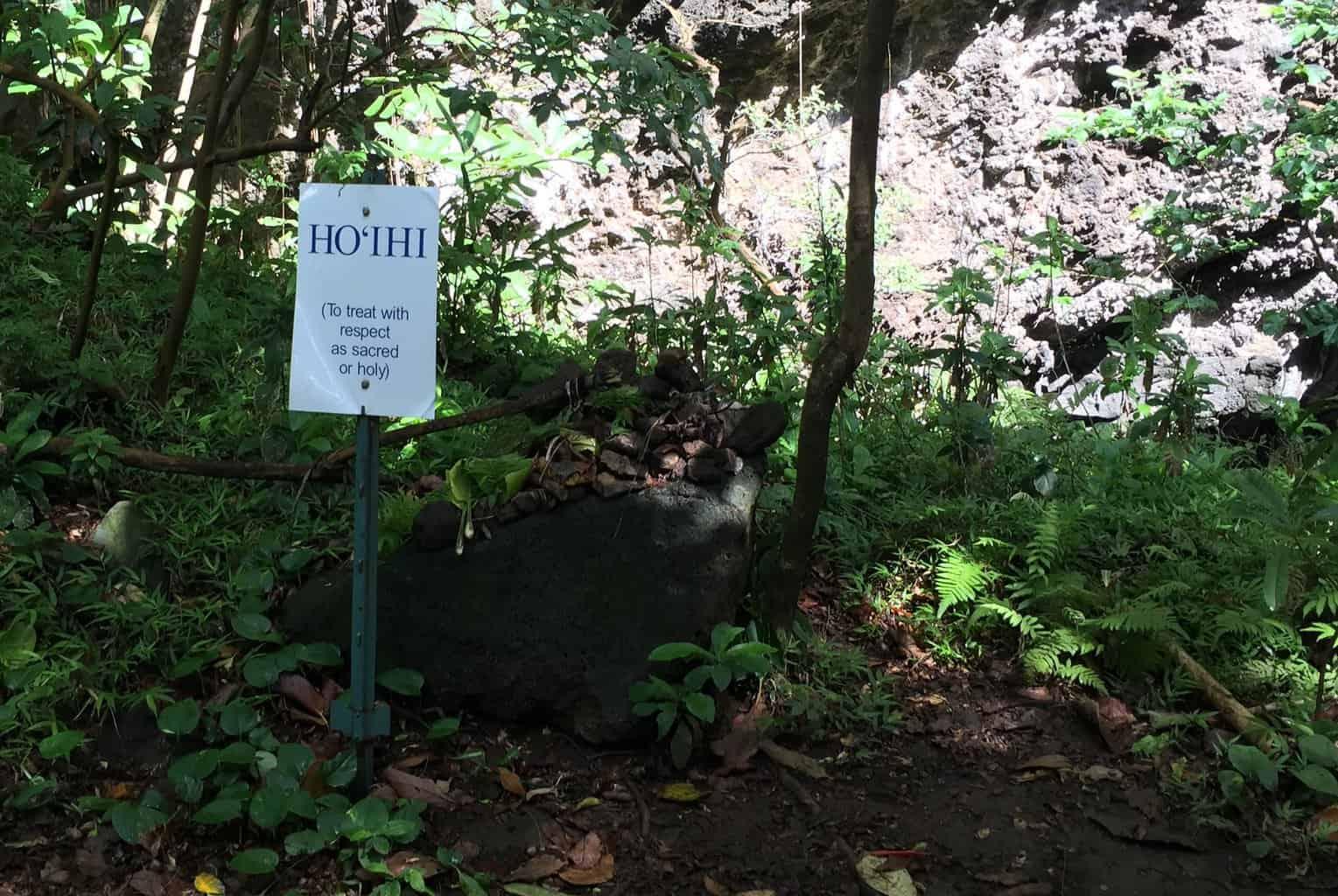 blue cave trail warning sign