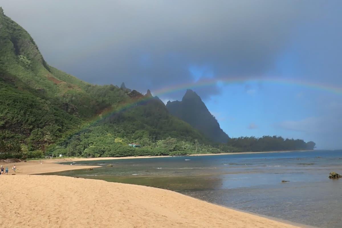 Tunnels Beach rainbow