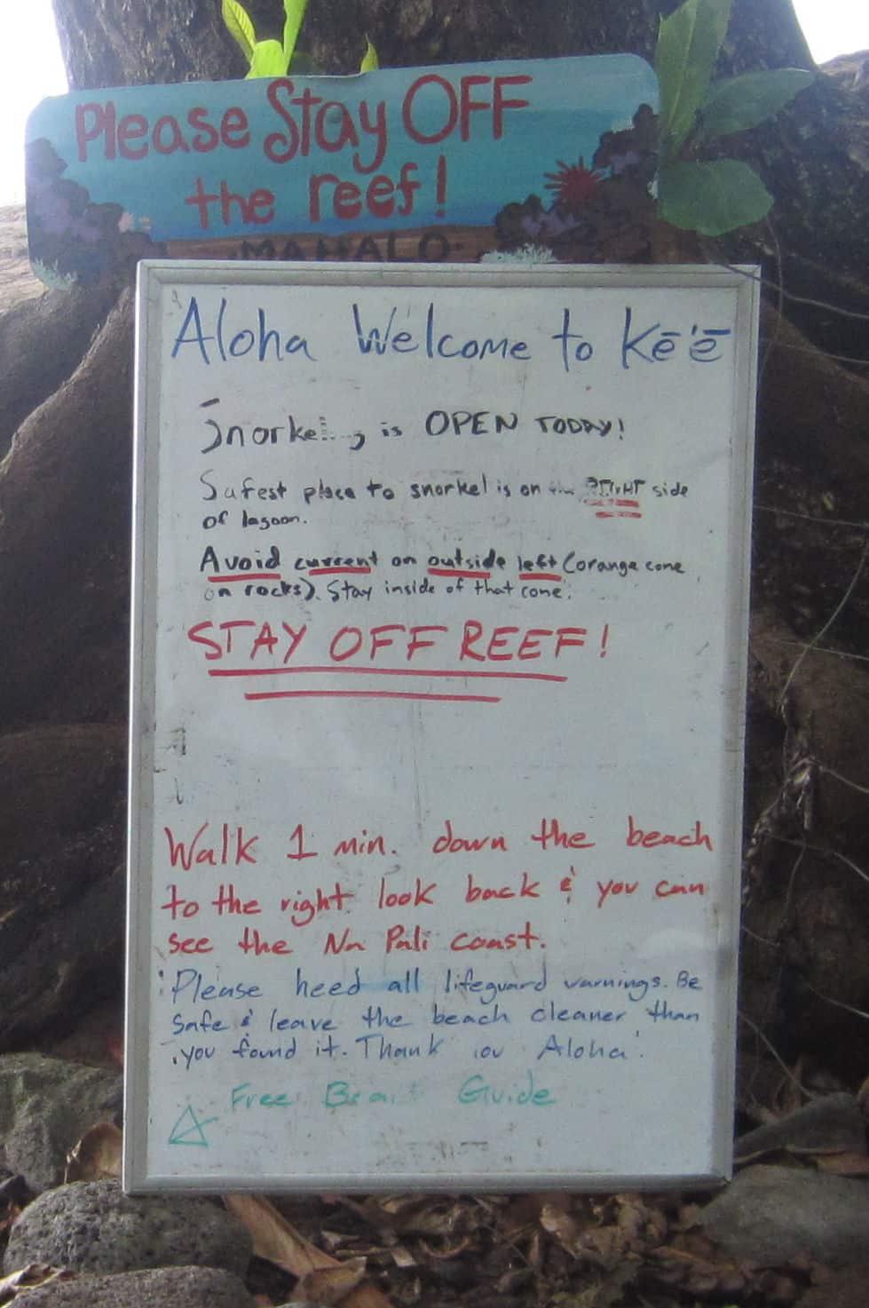 Ke'e Beach whiteboard