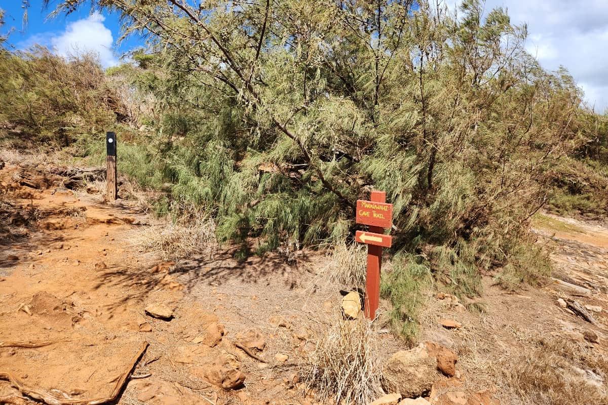 Makauwahi Cave Reserve trail sign